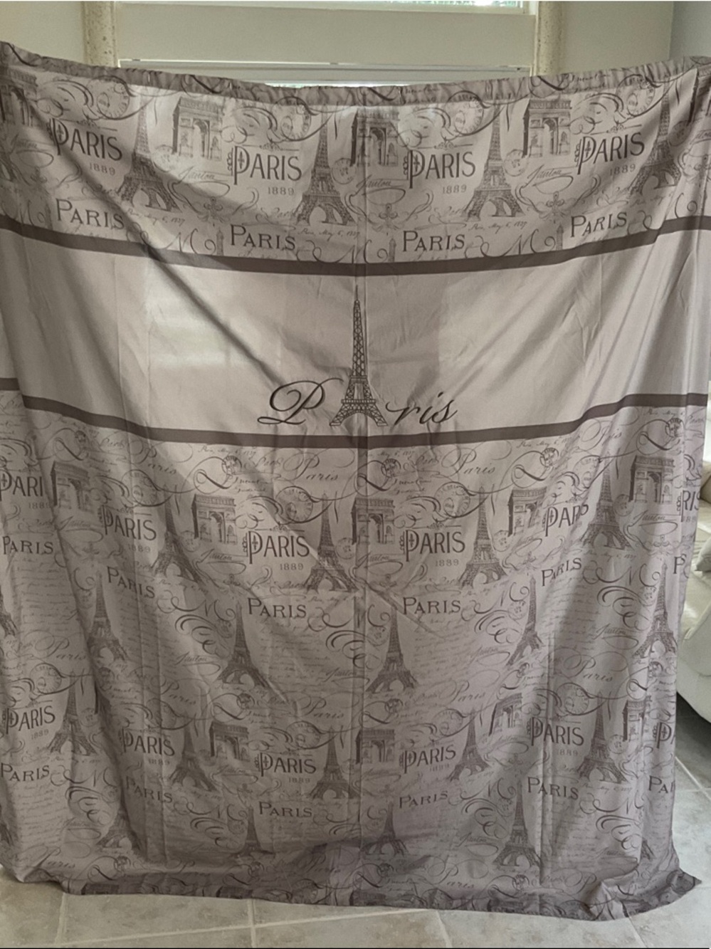 Paris Eiffel Tower Shower Curtain - Taupe/Beige